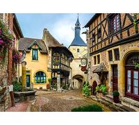 Loccor 8x6ft Fabric Germany Fairytale Town Backdrop Bavaria Fairy Tale Castle Town Village Medieval Buildings Background for Travel Birthday Party Decorations Kids Adults Portrait Photo Props