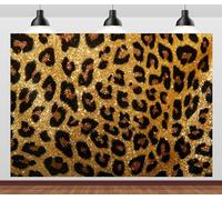Loccor 8x6ft Fabric Leopard Print Backdrop Gold Brown Black Spots Cheetah Skin Pattern Glitter Background Leopard Theme Birthday Party Decorations Baby Shower Cake Table Decor Photo Props