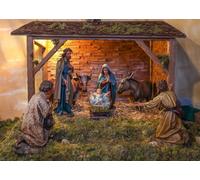 Loccor 8x6ft Fabric Nativity Scene Backdrop Christmas Manger Scene Birth of Baby Jesus Mary, Joseph Background for Christmas Party Decorations Religious Christian Xmas Event Decor Photo Props
