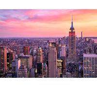 Loccor 8x6ft Fabric New York City Backdrop Sunset NYC Empire State Building American Landmark Photography Background New York City Party Banner America Urban Cityscape Wallpaper Photo Props