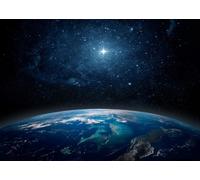 Loccor 8x6ft Fabric Outer Space Backdrop The Planet Earth View from Space Blue Starry Sky Lone Star Background Universe Milky Way Backdrop for Space Theme Party Decorations Photo Props