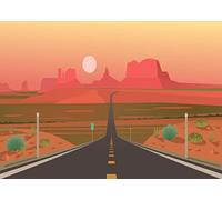 Loccor 9x6ft Fabric Highway in Monument Valley Backdrop Arizona Dusk Desolate Western Desert Road Utah Photography Background West Road Trip Highway Party Photo Booth Studio Props