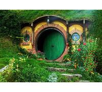 Loccor 9x6ft Fabric Hobbit Caves Backdrop Fantasy Hobbit Living House Rural Green Cabin Photography Background Ring Lord Fans Hobbit Themed Party Decorations Kids Adults Photo Props