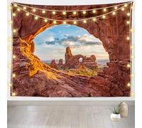 Loccor Arches National Park Tapestry 92''x70'' Turret Arch Through The North Window Utah Wall Tapestry American Western Scenery Wall Hangings for Home Bedroom Living Room Decorations