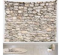 Loccor Brick Wall Tapestry Grey Old Stone Wall Tapestries Wall Hanging W80 x H60 Vintage Rock Masonry Stonewall Abstract Art Tapestry Brick Photo Backdrop Bedroom Living Room Dorm Home Decor