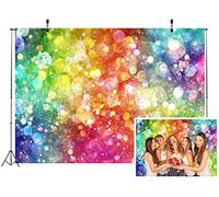 Loccor Fabric 1.5x1m Glitter Rainbow Backdrop Colorful Bokeh Photography Background Happy Birthday Party Decorations LGBT Pride Month Cake Table Banner for Girl Kids Adults Portrait Photo Booth Props