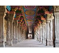 Loccor Fabric 10x8ft Hindu Temple Backdrop Indian Meenakshi Temple Traditional Cultural Pattern Photography Background Indian Landmark Religious Travel Portrait Photo Booth Studio Props Wallpaper