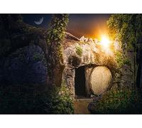 Loccor Fabric 6x4ft Resurrection of Jesus Christ Backdrop Empty Tomb Hole He is Risen Crucifixion at Sunrise Background Lord Pray Christian Christmas Easter Holy Light Religious Belief Photo Prop