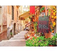 Loccor Fabric 7x5ft Italy Sicily Street Backdrop Taormina Local Shop Ancient Medieval Architecture Flower Street View Photography Background Famliy Travel Holiday Italy Party Decor Photo Props