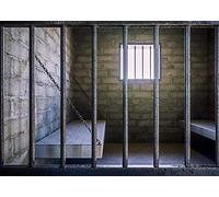 Loccor Fabric 7x5ft Prison Cell Backdrop for Photography Jail Old Empty Cell Through Bars Scene Background Mystery Murder Police Crime Theme Party Decor Kids Adults Photo Props