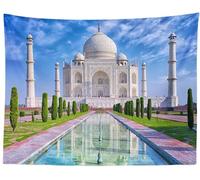 Loccor Taj Mahal Tapestry 106''x70'' Indian Famous Architectural Taj Mahal Landmark Wall Hanging Indian Historic Heritage Tomb Tower Tapestries Adults Living Room Bedroom Dorm Decor