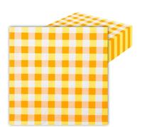 LOCCY 40Pcs Paper Napkins, 33x33cm Colorful Flower Napkins Checkered Gingham Paper Napkin Disposable Party Serviettes for Birthday Party, Wedding, Christmas, Baby Showers (Yellow Gingham)