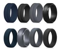 LOCCY 8 Pcs Mens Silicone Wedding Ring Breathable Silicone Engagement Ring Comfortable Athletic Ring Fit Skin Silicon Wedding Bands for Work, Sports, Workout (Multi-colour A, 9)