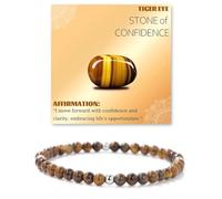 LOCCY Crystal Bracelet for Women, 4mm Stretch Beaded Bracelets Natural Stone Bracelet Gemstones Yoga Chakra Bracelets Jewelry Gifts for Women Girls Birthday Mother's Day Christmas (Tiger Eye)