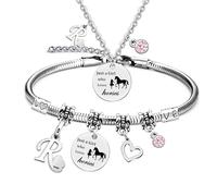 LOCCY Horse Bracelet for Girls, Horse Gifts for Girls, 26 Initial Letters Horse Necklace Bracelet Just A Girls Who Loves Horse Horse Bracelet for Women Girls (R)