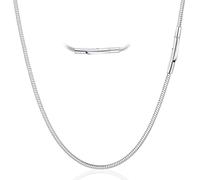LOCCY Men Sturdy Snake Chain Necklace, 2/3/4mm Mens Snake Chain Stainless Steel Silver Black Round Snakes Necklace for Men Women, 18" 20" 22" 24" 26" 28" Length (Silver-2mm, 20)