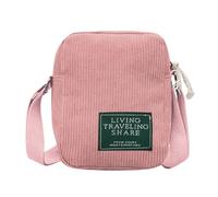 LOCCY Small Shoulder Bag Women's Corduroy Adjustable Shoulder Strap Crossbody Bag Small Cord Crossbody Bag for Walking Work Everyday Travel, pink, EINE GRÖSSE