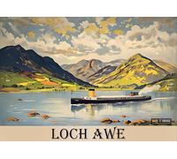 Loch Awe - A4 Wall Art, Inspirational World Map, Vintage City, Retro Poster, Home Decor for Living Room, Office, Gift Idea for Travel Lovers