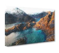 Loch Coruisk In The Isle Of Skye Scotland Painting Modern Art Canvas Wall Art Print Ready to Hang, Framed Picture for Living Room Bedroom Home Office Décor, 20x14 Inch (50x35 cm)