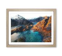 Loch Coruisk In The Isle Of Skye Scotland Painting Modern Art Framed Wall Art Print, Ready to Hang Picture for Living Room Bedroom Home Office Décor, Oak A4 (34 x 25 cm)