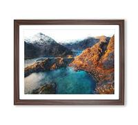 Loch Coruisk In The Isle Of Skye Scotland Painting Modern Art Framed Wall Art Print, Ready to Hang Picture for Living Room Bedroom Home Office Décor, Walnut A3 (46 x 34 cm)