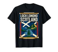 Loch Lomond Scotland Flag Highlands Lake Mountain Retro Art T-Shirt
