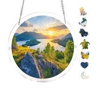 Loch Lomond Sunset Lake Landscape Acrylic Round Puzzle 7.8x7.8Inch Wall Art | Creative Home Accent with Visual Appeal
