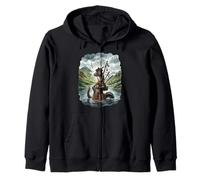Loch Ness Monster Scottish Bagpipe Zip Hoodie