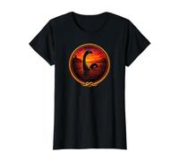 Loch Ness Monster Sunset Gothic Lake Legend Value Graphic T-Shirt, Women, Black, XS