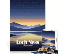 Loch Ness, Scotland at Night 1000 Piece Jigsaw Puzzle Mind Challenge Peaceful Recreation Seamless Fit Perfect Present size 38x26cm