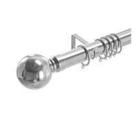 Loch & Skye Curtain Poles for Eyelet Curtains Metal Extendable 70 to 300cm Curtain Rod Adjustable Poles with Brackets & Fittings Set for Home, Office, Living Room & Kitchen (Chrome, 120cm)