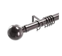 Loch & Skye Curtain Poles for Eyelet Curtains Metal Extendable 70 to 300cm Curtain Rod Adjustable Poles with Brackets & Fittings Set for Home, Office, Living Room & Kitchen (Black Nickel, 120cm)