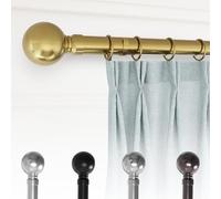 Loch & Skye Curtain Poles for Eyelet Curtains Metal Extendable 70 to 300cm Curtain Rod Adjustable Poles with Brackets & Fittings Set for Home, Office, Living Room & Kitchen (Antique Brass, 120cm)