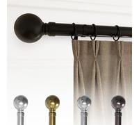 Loch & Skye Curtain Poles for Eyelet Curtains Metal Extendable 70 to 300cm Curtain Rod Adjustable Poles with Brackets & Fittings Set for Home, Office, Living Room & Kitchen (Matt Black, 160cm)