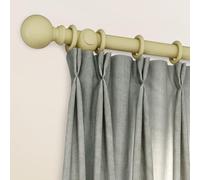 Loch & Skye Wooden Curtain Pole Set - Beige, 300cm (2x150cm) - 28mm Diameter Fixed Length Beechwood Curtain Rod with Finials, Rings & Brackets - Wooden Curtain Poles for Eyelet Curtains and Windows