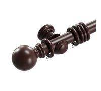 Loch & Skye Wooden Curtain Pole Set Fixed Length Premium Quality Beechwood 28mm Diameter with Finials, Rings & Brackets Wooden Rail Pole for Window & Eyelet Curtains (Walnut, 300cm)