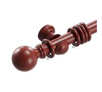 Loch & Skye Wooden Curtain Pole Set Fixed Length Premium Quality Beechwood 28mm Diameter with Finials, Rings & Brackets Wooden Rail Pole for Window & Eyelet Curtains (Mahogany, 150cm)
