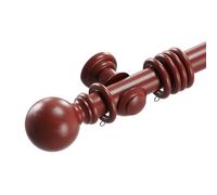 Loch & Skye Wooden Curtain Pole Set Fixed Length Premium Quality Beechwood 28mm Diameter with Finials, Rings & Brackets Wooden Rail Pole for Window & Eyelet Curtains (Mahogany, 300cm)
