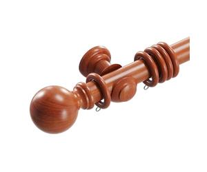 Loch & Skye Wooden Curtain Pole Set Fixed Length Premium Quality Beechwood 28mm Diameter with Finials, Rings & Brackets Wooden Rail Pole for Window & Eyelet Curtains (Golden Oak, 120cm)