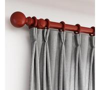 Loch & Skye Wooden Curtain Pole Set Fixed Length Premium Quality Beechwood Curtain Rod 28mm Diameter with Finials, Rings & Brackets Wooden Rail Pole for Window & Eyelet Curtains (Mahogany, 120cm)