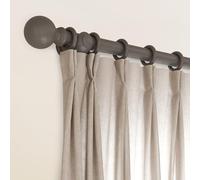 Loch & Skye Wooden Curtain Pole Set - Grey, 300cm (2x150cm) - 28mm Diameter Fixed Length Beechwood Curtain Rod with Finials, Rings & Brackets - Wooden Curtain Poles for Eyelet Curtains and Windows
