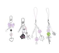 Locharme 1-4PCS Cute Phone Charms Aesthetic Y2K CellPhone Charms Strap Pink Strawberry Butterfly Star Phone Charm Y2K Accessories Keychain for Backpack, Digital Cameras, Kindles, Air Pods, 6inches