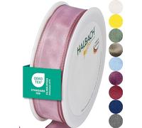 LochnerVerpackung Gift Ribbon Fabric with Wire 25mm/25Meter Antique Rose