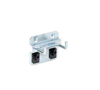 LocHook Double Rod Hook for Square Hole Pegboard, Zinc steel alloy, Silver, 1-Inch