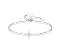 LOCIBLO April Birthstone Bracelets for Women 925 Sterling Silver Simulated Diamonds Cubic Zirconia Bracelet White Gold Octopus Star Cross Pendant Crucifix Jewellery for Her, 8"