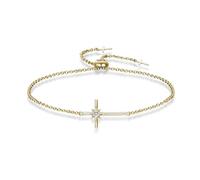 LOCIBLO April Birthstone Bracelets for Women 925 Sterling Silver Simulated Diamonds Cubic Zirconia Bracelet Yellow Gold Plated Octopus Star Cross Pendant Crucifix Jewellery for Her, 8"