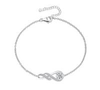 LOCIBLO April Birthstone Bracelets for Women 925 Sterling Silver Simulated Diamonds Cubic Zirconia Bracelet White Gold Infinity Pendant Jewellery for Her, 6.7"+1.2"