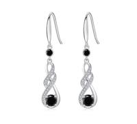 LOCIBLO April Birthstone Dangle Earrings for Women 925 Sterling Silver White Gold Infinity Pendant Simulated Black Diamonds Cubic Zirconia Jewellery for Her