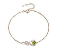 LOCIBLO Infinity Birthstone Bracelet for Women Green Peridot Jewellery
