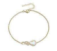 LOCIBLO Infinity Birthstone Bracelet for Women White Opal Jewellery